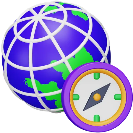 Brújula del globo  3D Icon