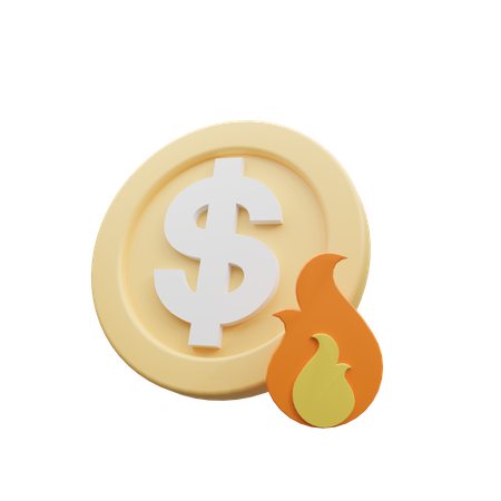 Dollar brûlant  3D Icon