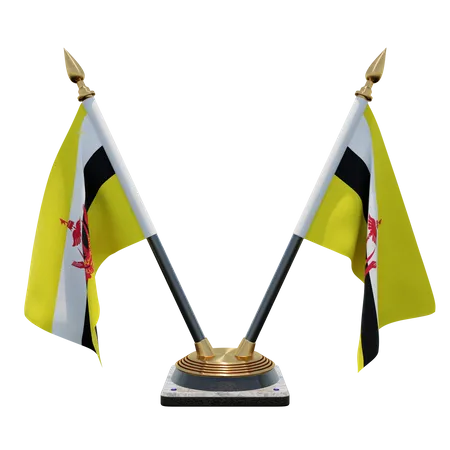 Porte-drapeau double bureau Brunei  3D Flag