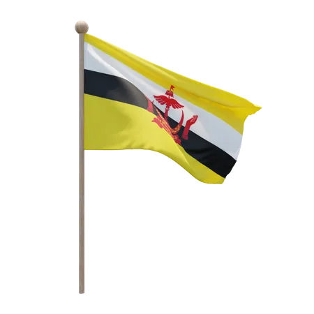 Brunei-Fahnenmast  3D Flag