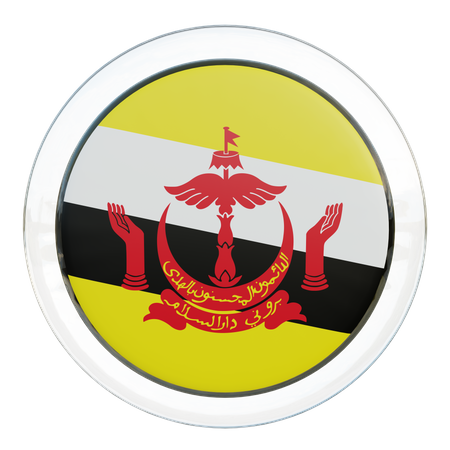 Brunei Flag Glass  3D Illustration