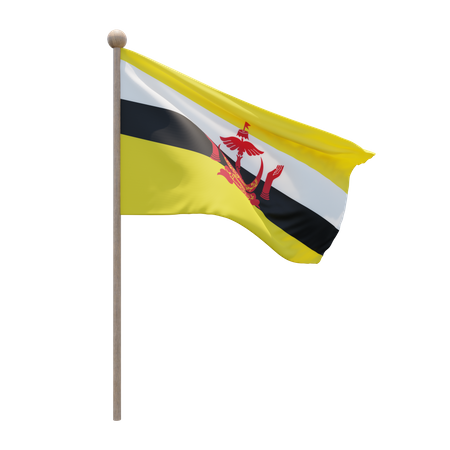 Brunei Flag Pole  3D Flag