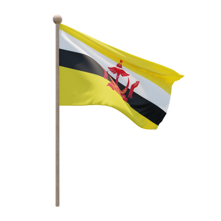 Brunei Flagpole  3D Flag