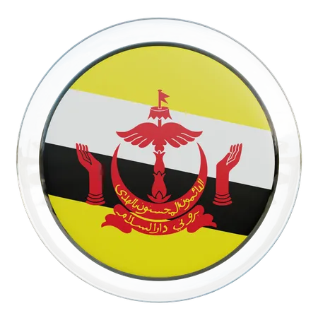 Brunei Runde Flagge  3D Icon