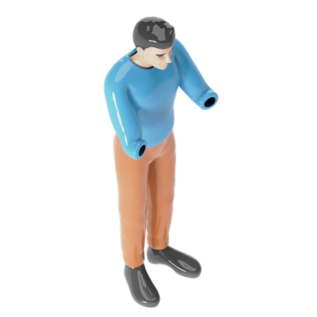 Brunette Handicapped Man  3D Icon