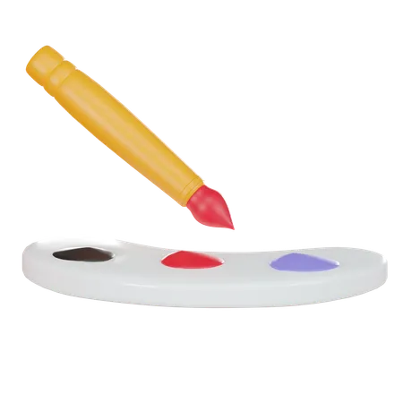 Brush And Color Palette  3D Icon