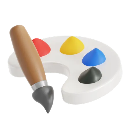 Brush And Color Palette  3D Icon