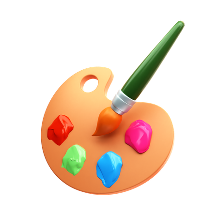 Brush and Color Palette  3D Icon