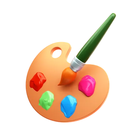 Brush and Color Palette  3D Icon