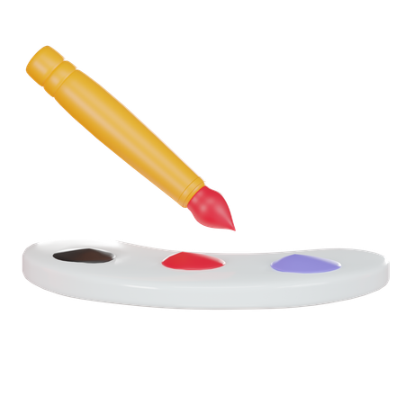 Brush And Color Palette  3D Icon