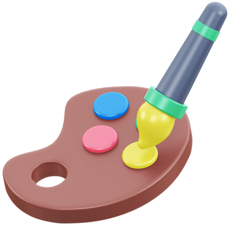 Brush And Paint Pallet  3D Icon