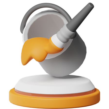 Brush Bucket Paint  3D Icon