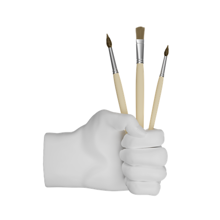 Brushes Holding Gesture  3D Illustration