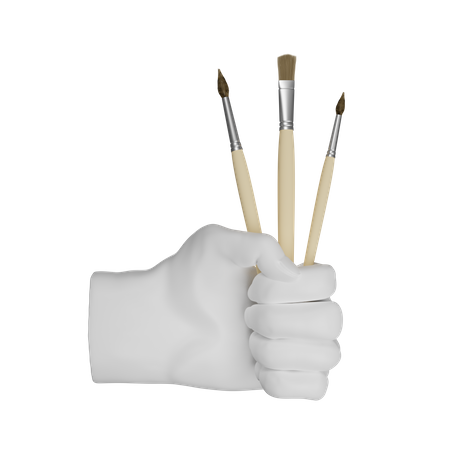 Brushes Holding Gesture 3D Illustration