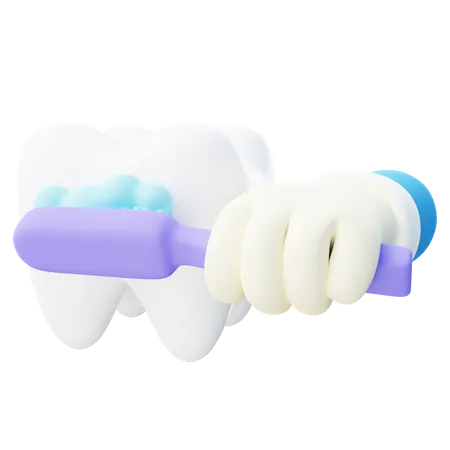 3 D Illustration Of Brushing Teeth 3D Icon
