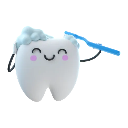 Brushing Tooth  3D Illustration