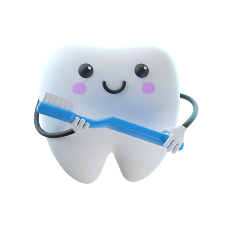 Brushing Tooth 3D Illustration