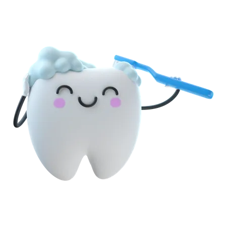 Brushing Tooth 3D Illustration