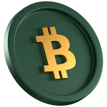 3 D Icon Of A Green Coin With A Gold BTC Sign In The Cneter 3D Icon
