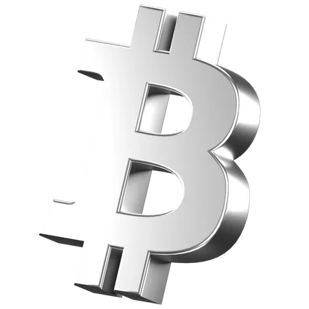 3 D Icon Of A Silver BTC Sign 3D Icon