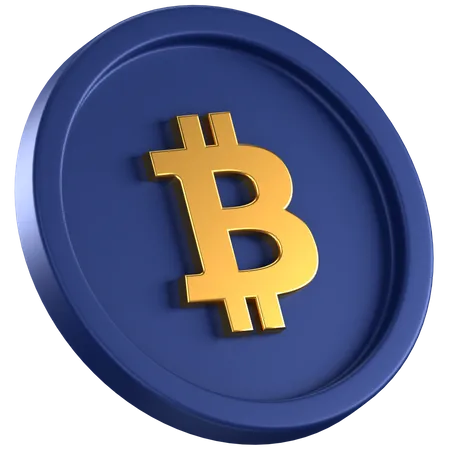 3 D Icon Of A Blue Coin With A Gold BTC Sign In The Cneter 3D Icon