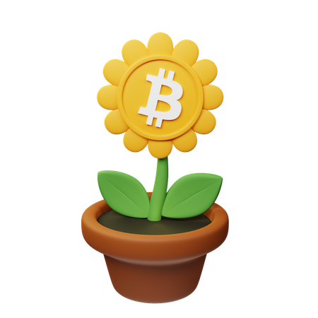 Btc Crypto Plant Pot  3D Icon