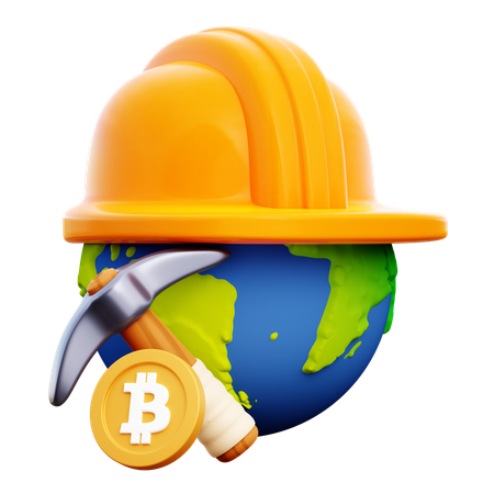 BTC mining world  3D Icon