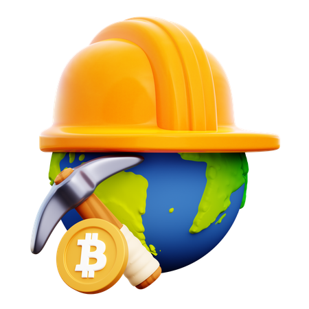BTC mining world  3D Icon