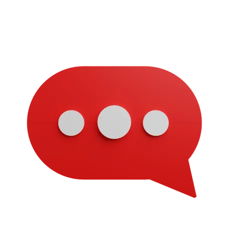 3 D Render Red Bubble Chat With Transparent Background 3D Icon