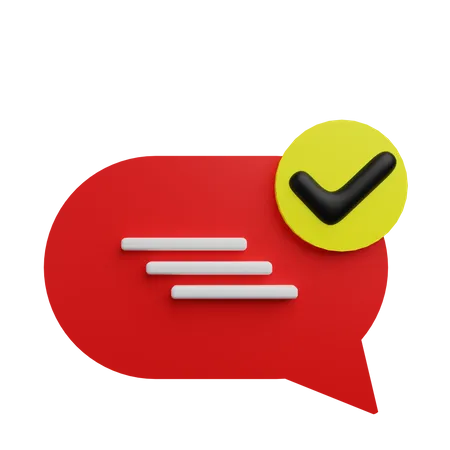 3 D Render Red Bubble Chat With Checklist With Transparent Background 3D Icon