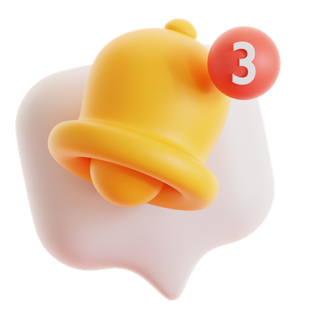 Bubble notification bell with unread message count  3D Icon