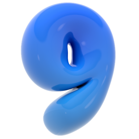 Bubble number nine  3D Icon