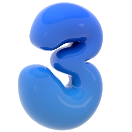 Bubble number three  3D Icon