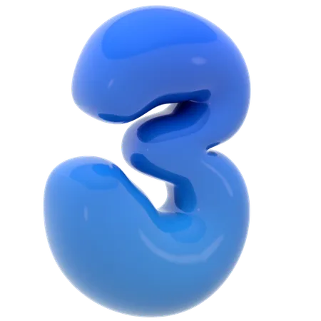 Bubble number three  3D Icon