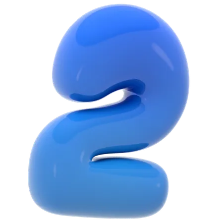 Bubble Number Two Illustration In 3 D Design 3D Icon