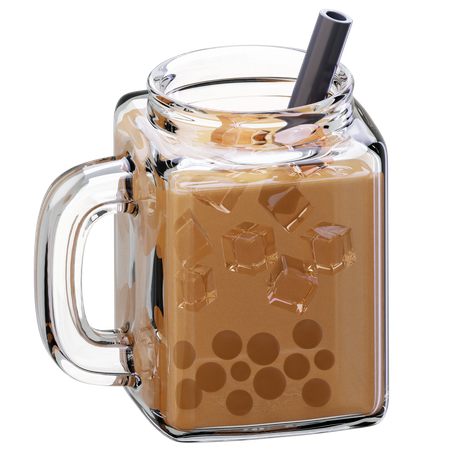 Bubble Tea Clear Glass Jar  3D Icon