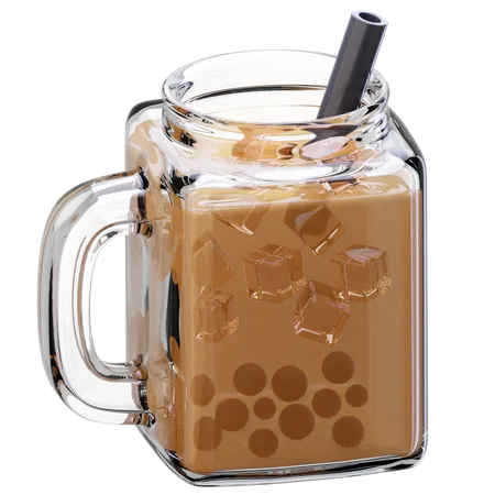 Bubble Tea Clear Glass Jar  3D Icon