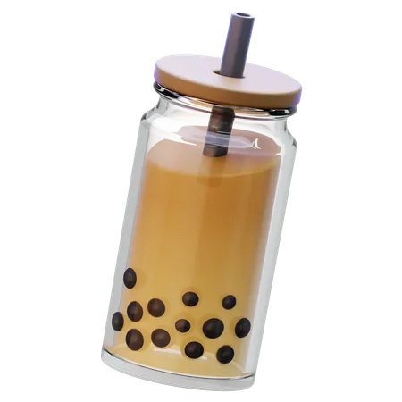 Bubble Tea Clear Glass Jar  3D Icon