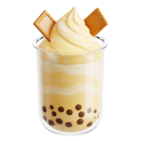 Bubble Tea With Biscuits  3D Icon