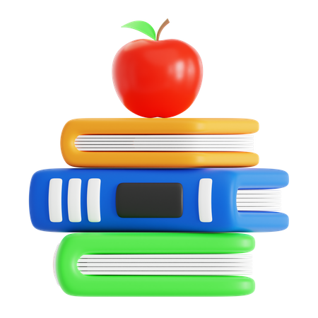Buch und Apfel  3D Icon