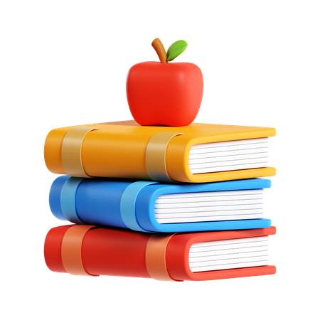 Buch und Apfel  3D Icon