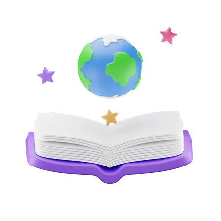 Buch und Globus  3D Icon