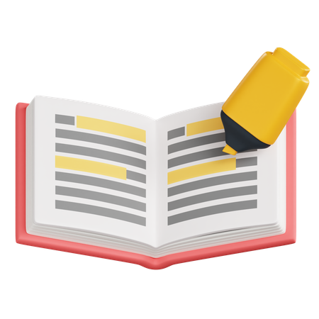 Buch und Textmarker  3D Icon