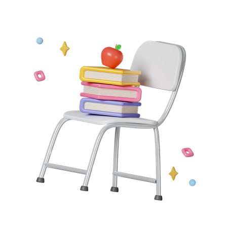 Bücher auf dem Stuhl  3D Icon