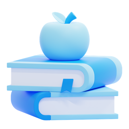 Bücher mit Apfel  3D Icon