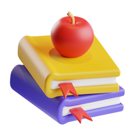 Bücher und Apfel  3D Icon