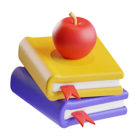 Bücher und Apfel  3D Icon