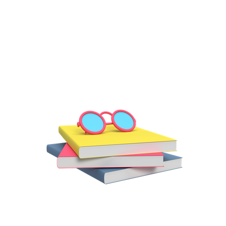 Bücher und Gläser  3D Illustration