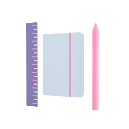 Bücher und Schreibwaren Topf  3D Illustration