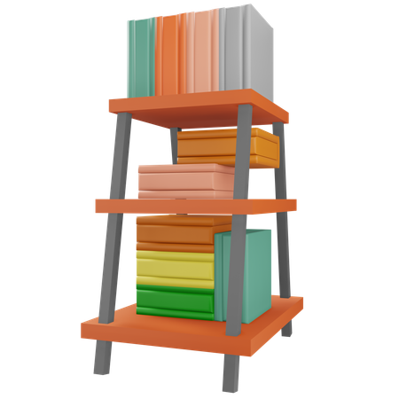 Bücherregal und Buch  3D Icon